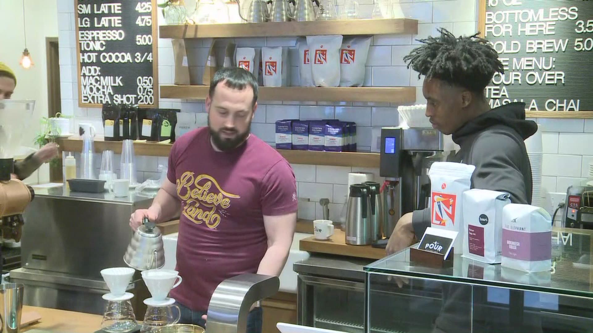 Cavs rookie Collin Sexton surprised customers at Pour Cleveland.
