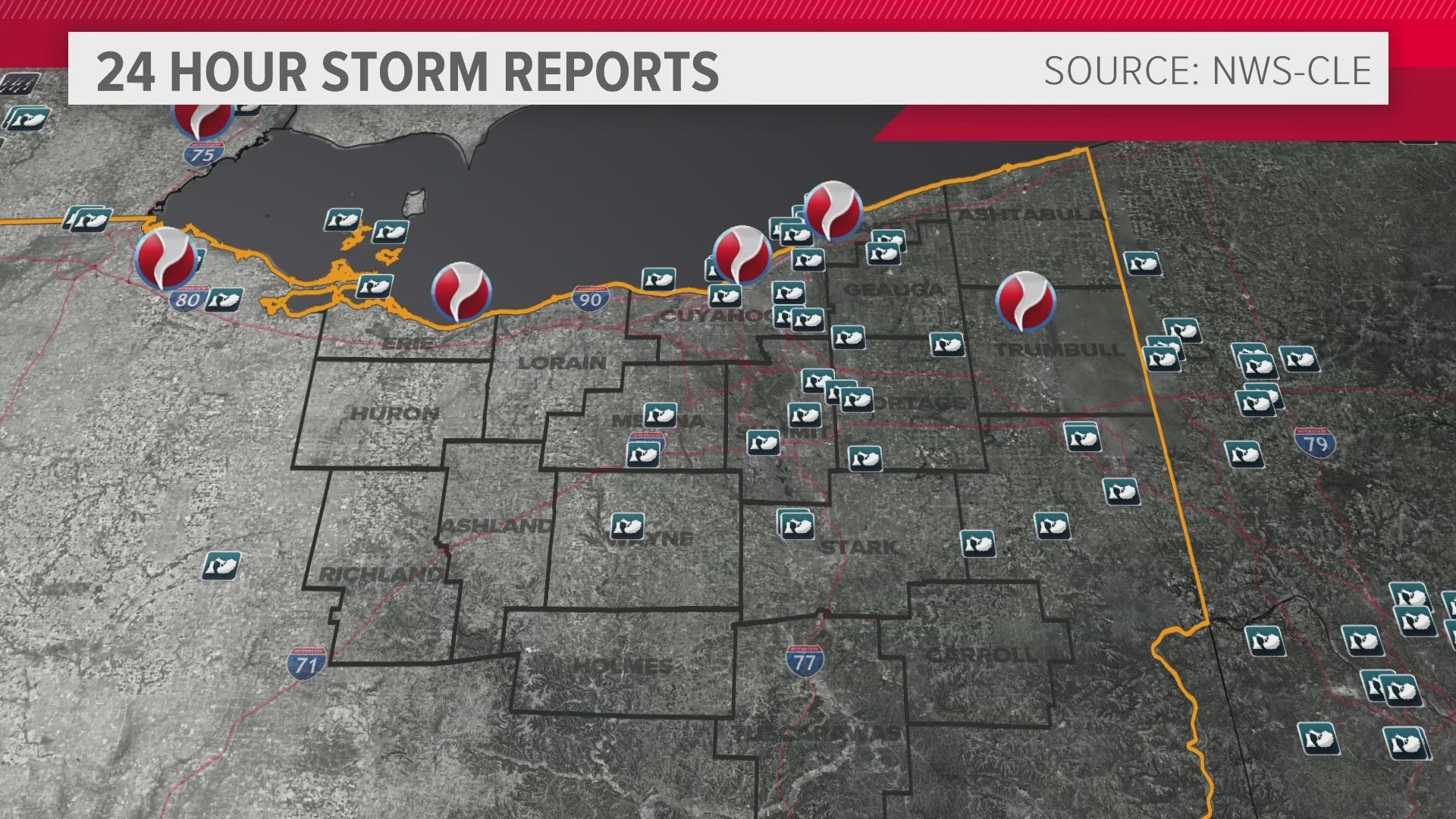 The twister was one of several storms that struck Northern Ohio overnight.