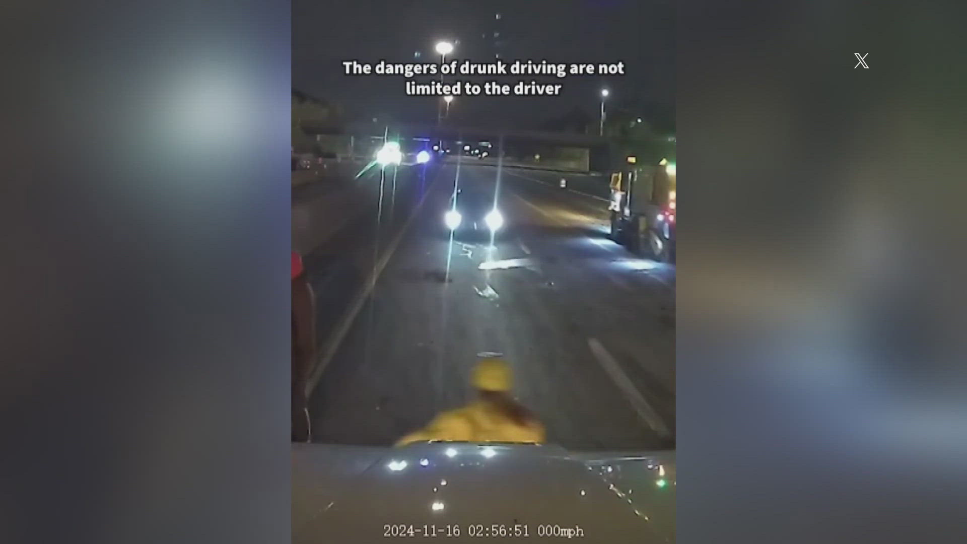 ODOT Cleveland posted a video on X of an intern jumping out of the way for a wrong-way driver in a construction zone.