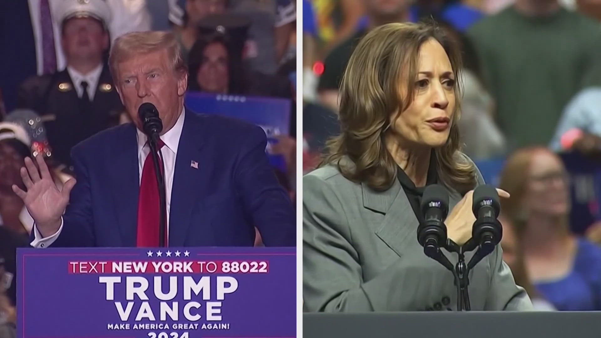 Back-to-back hurricanes in the South have left both Donald Trump and Kamala Harris scrambling to keep their campaign schedules on track. NBC's Brie Jackson reports.