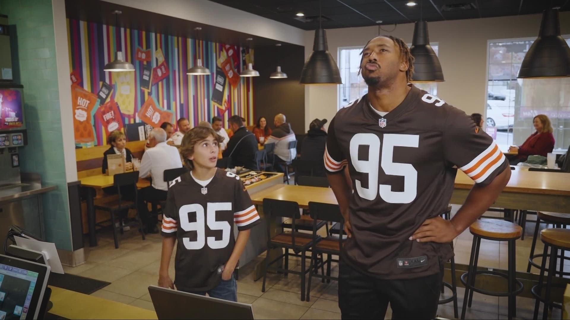 Myles Garrett is teaming up with the fast-food restaurant as part of the Browns "Football Feast."