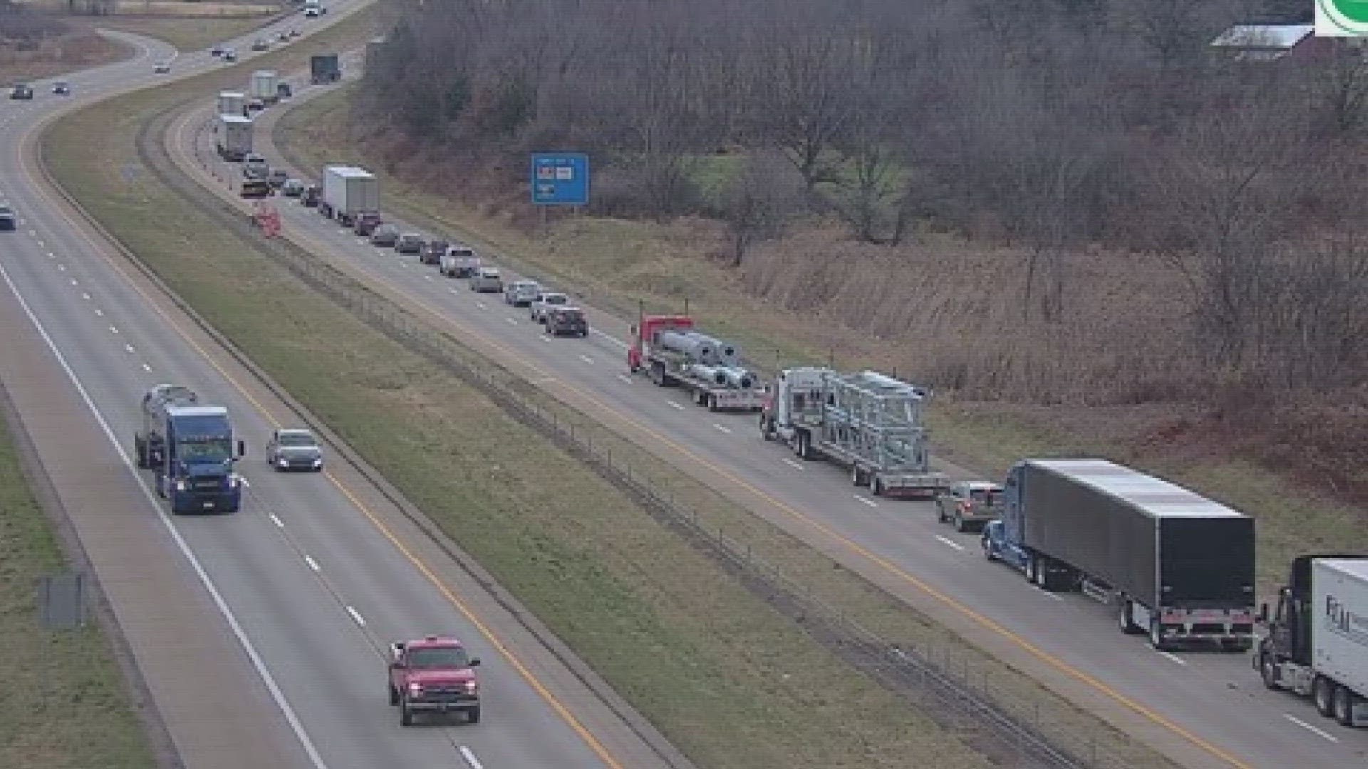 The driver of the overturned semi truck was not injured in the crash, which happened at around 3:40 a.m. on I-76 East in Brimfield Township.