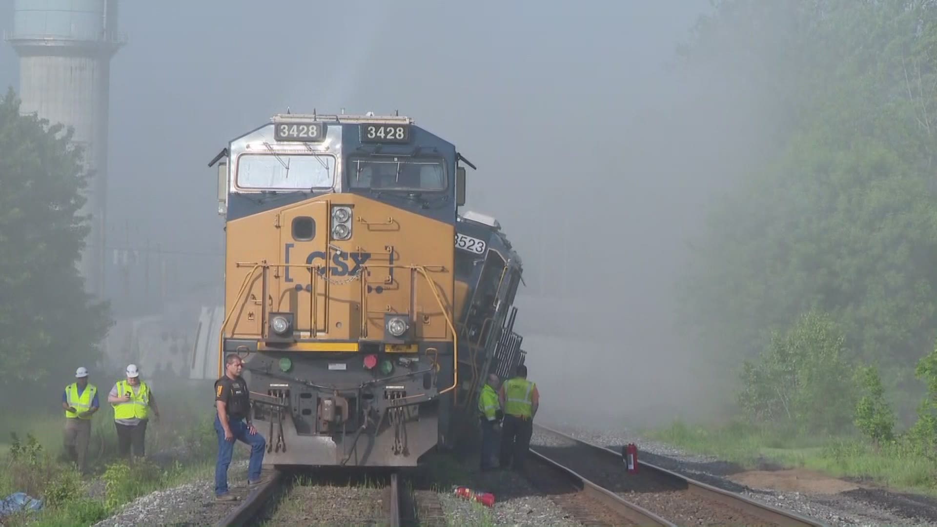 May 28, 2019: A CSX spokesperson says the trail derailment involved two locomotives and 22 railcars containing produce and building materials. Police say there was no threat to area residents and therefore no evacuation was needed.