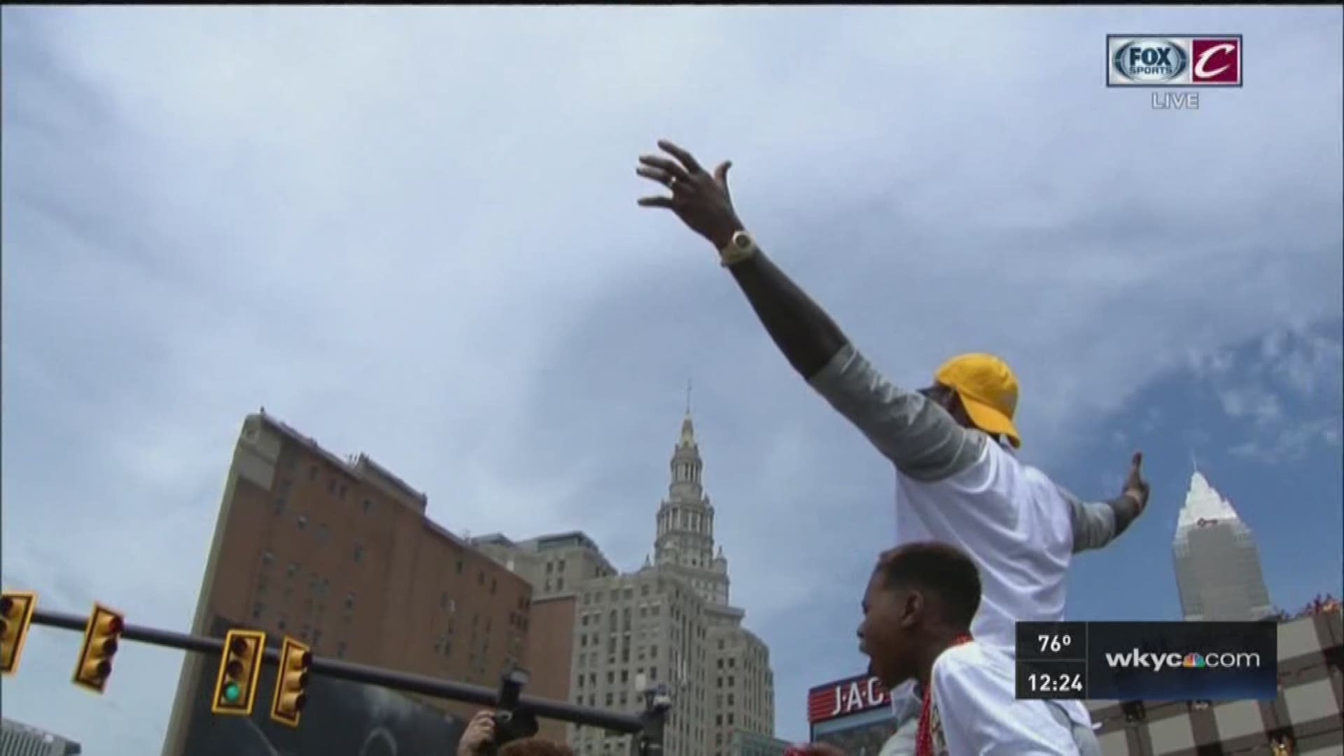 June 22, 2016: The crowd erupted when LeBron James made his first appearance in the Cleveland Cavaliers victory parade.