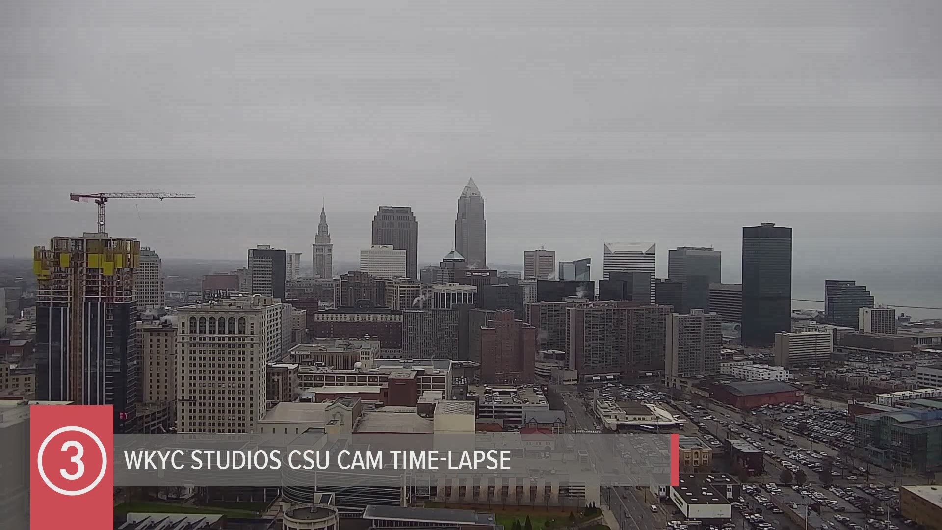 We just can't catch a sunshine break. Another cloudy day and some snow showers on Tuesday across the Cleveland area from our WKYC Studios CSU Cam time-lapse for 12/3