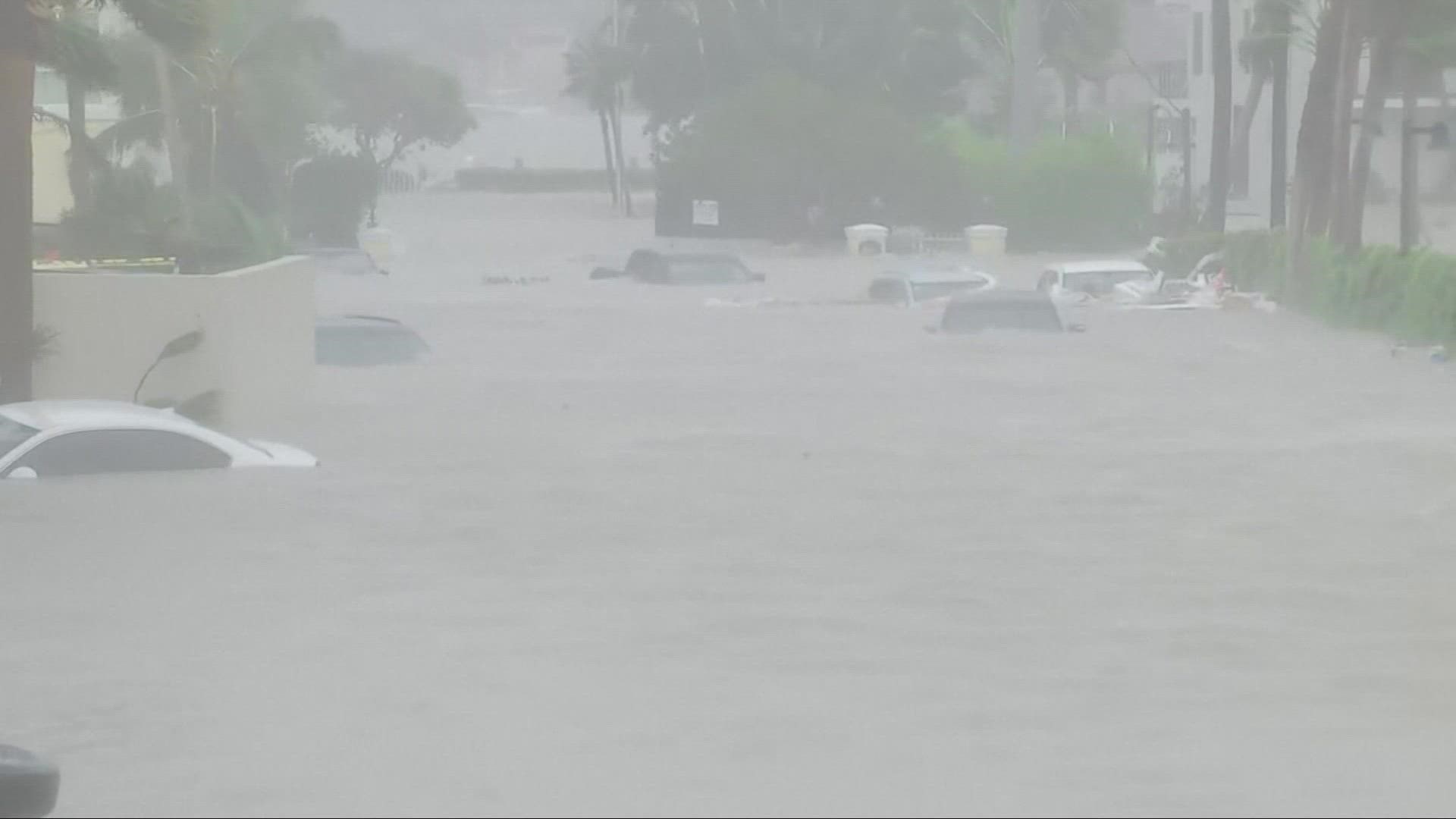 One of the most powerful storms to hit the U.S. swept through parts of Florida's heavily-populated Gulf coast Wednesday, causing widespread damage.
