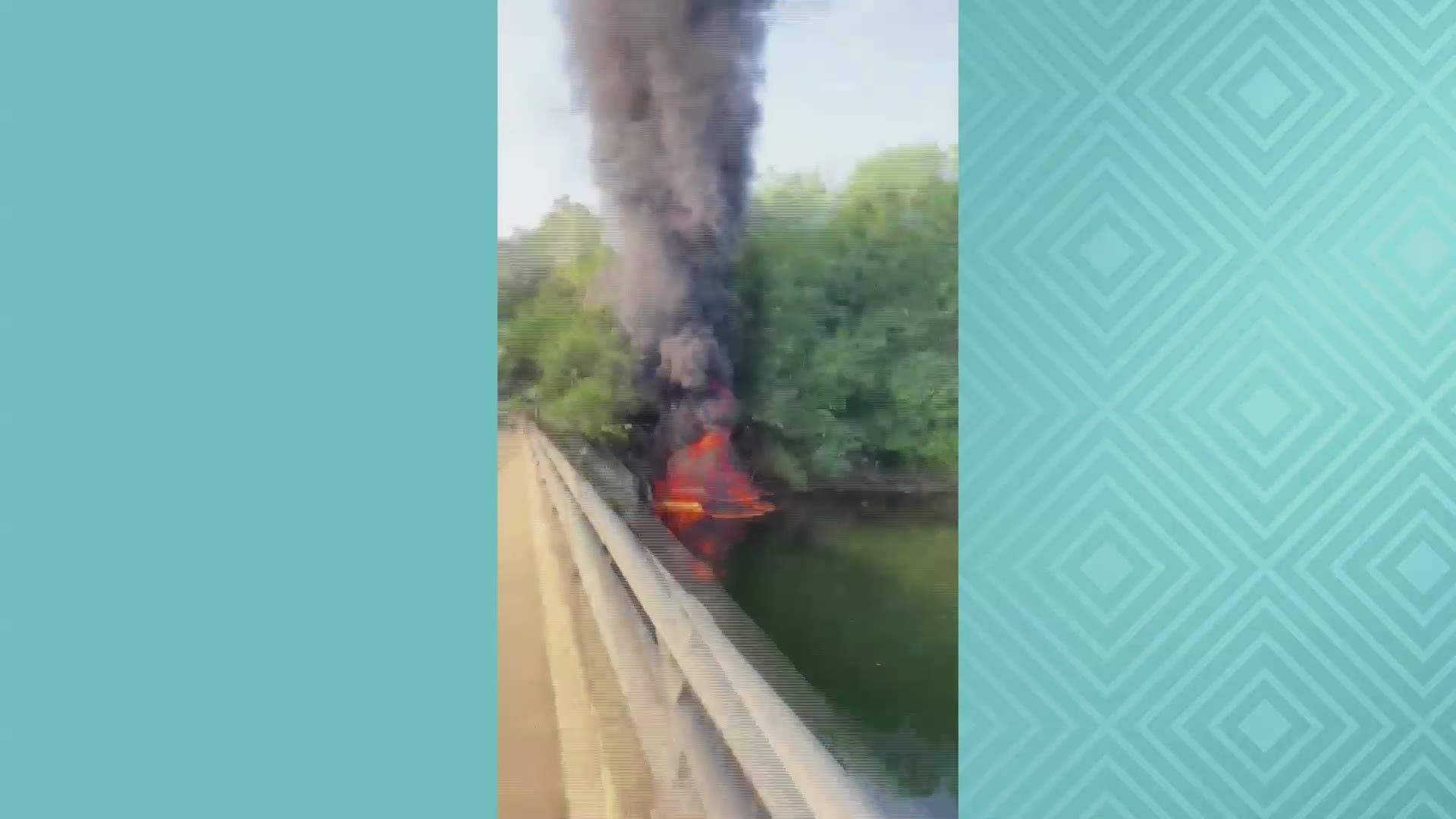 Flames from the tanker spilled over into the Cuyahoga River. The crash took place between Tallmadge and Howe avenues.