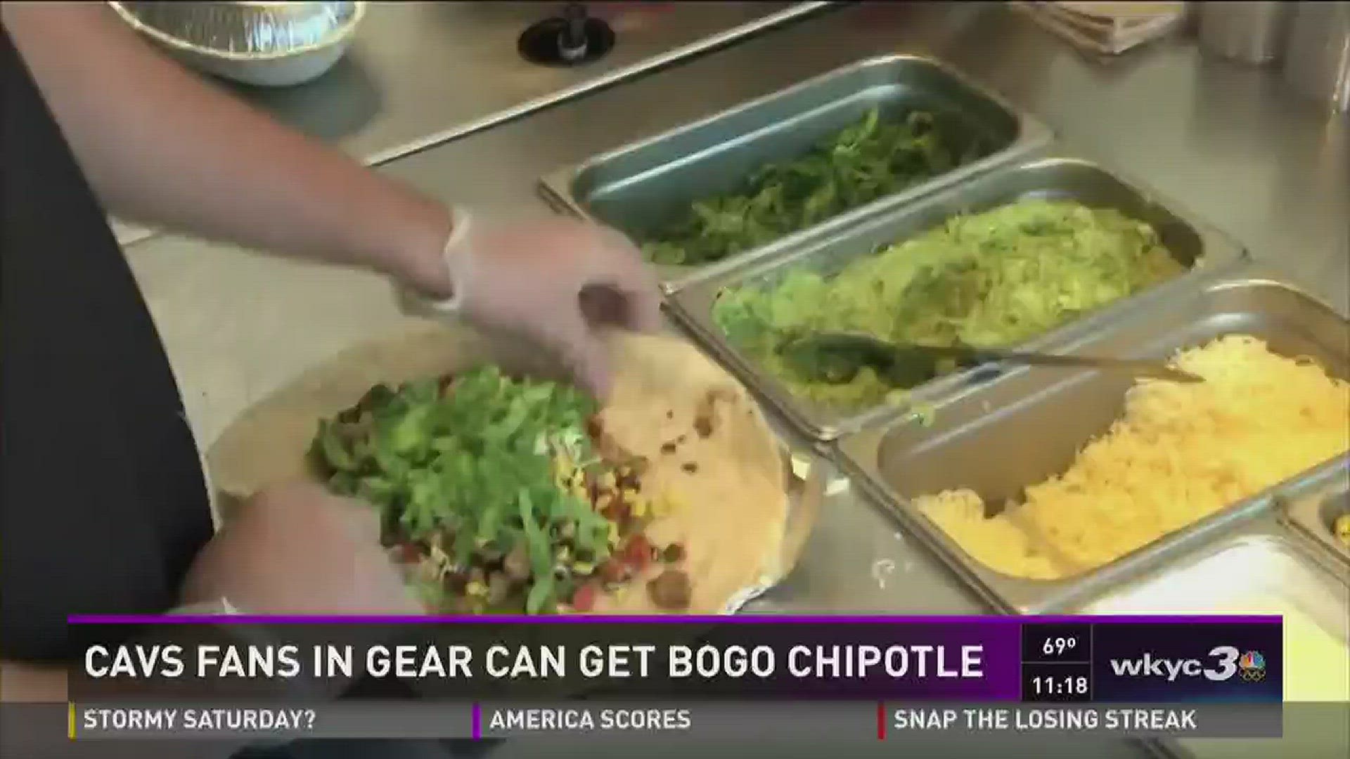 Cleveland Cavaliers fans across Northeast Ohio can snag a 'buy one, get one' free deal at Chipotle Mexican Restaurants on Friday.