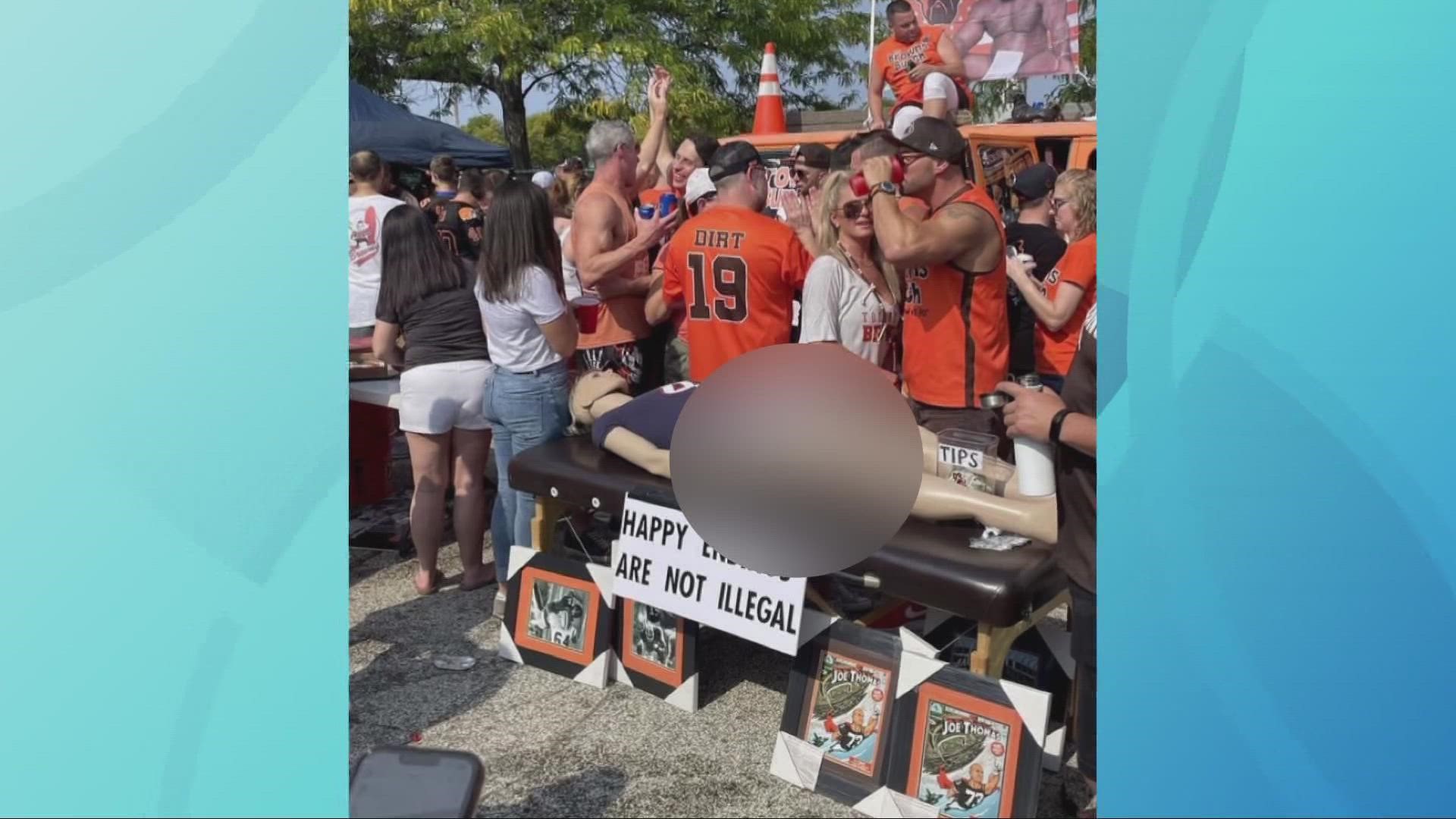 An offensive image from the Muni Lot was shared across social medial last week, and one fan was banned from the stadium after throwing a bottle at Jimmy Haslam.