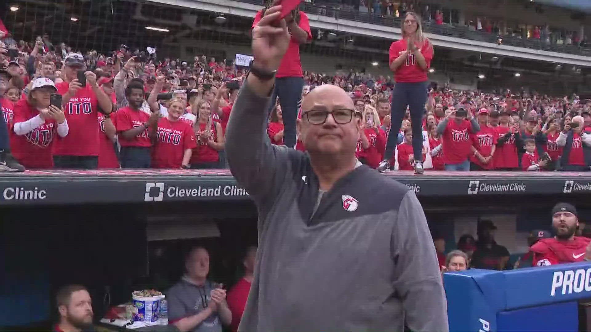 With thousands of fans chanting his name while wearing 'Thank You Tito' T-shirts, Francona said goodbye to Progressive Field after 11 seasons in the dugout.