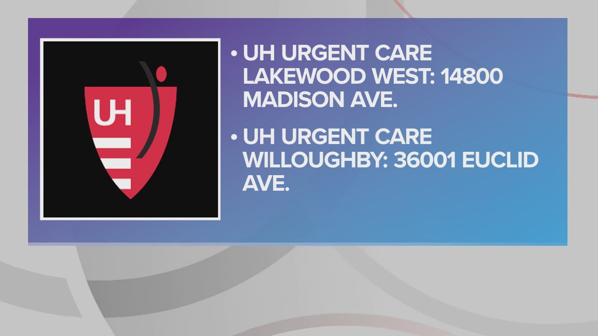 The new Willoughby location replaces UH Urgent Care Willowick, which will be moved from 29804 Lakeshore Blvd.