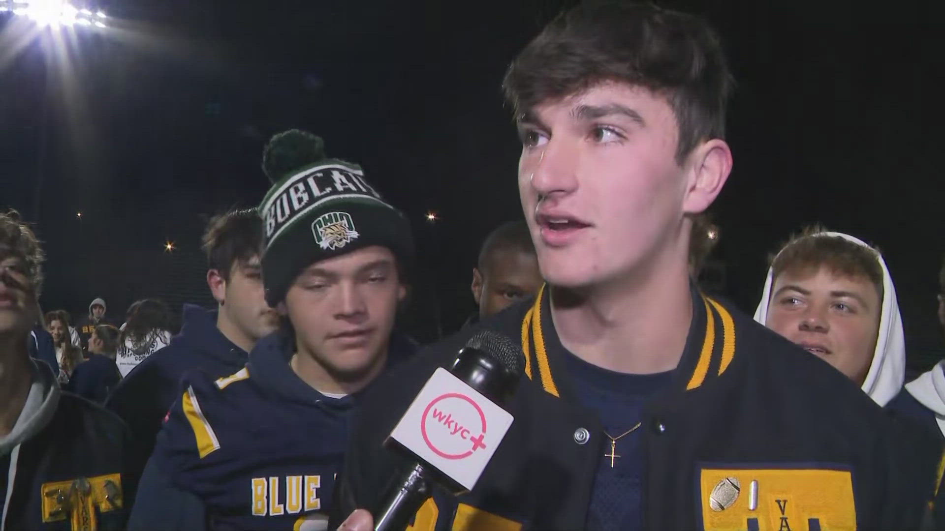 3News' David Greenberg talks with some players from the Tallmadge High School football team for this final edition of Friday Football Fever.