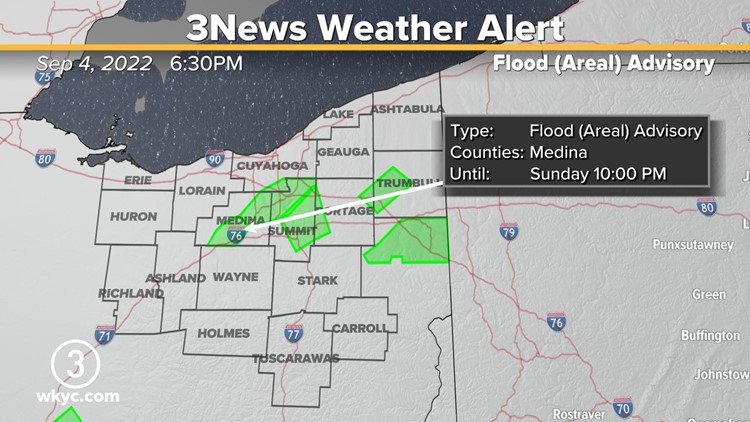 Flood Advisories have been issued for several Northeast Ohio counties