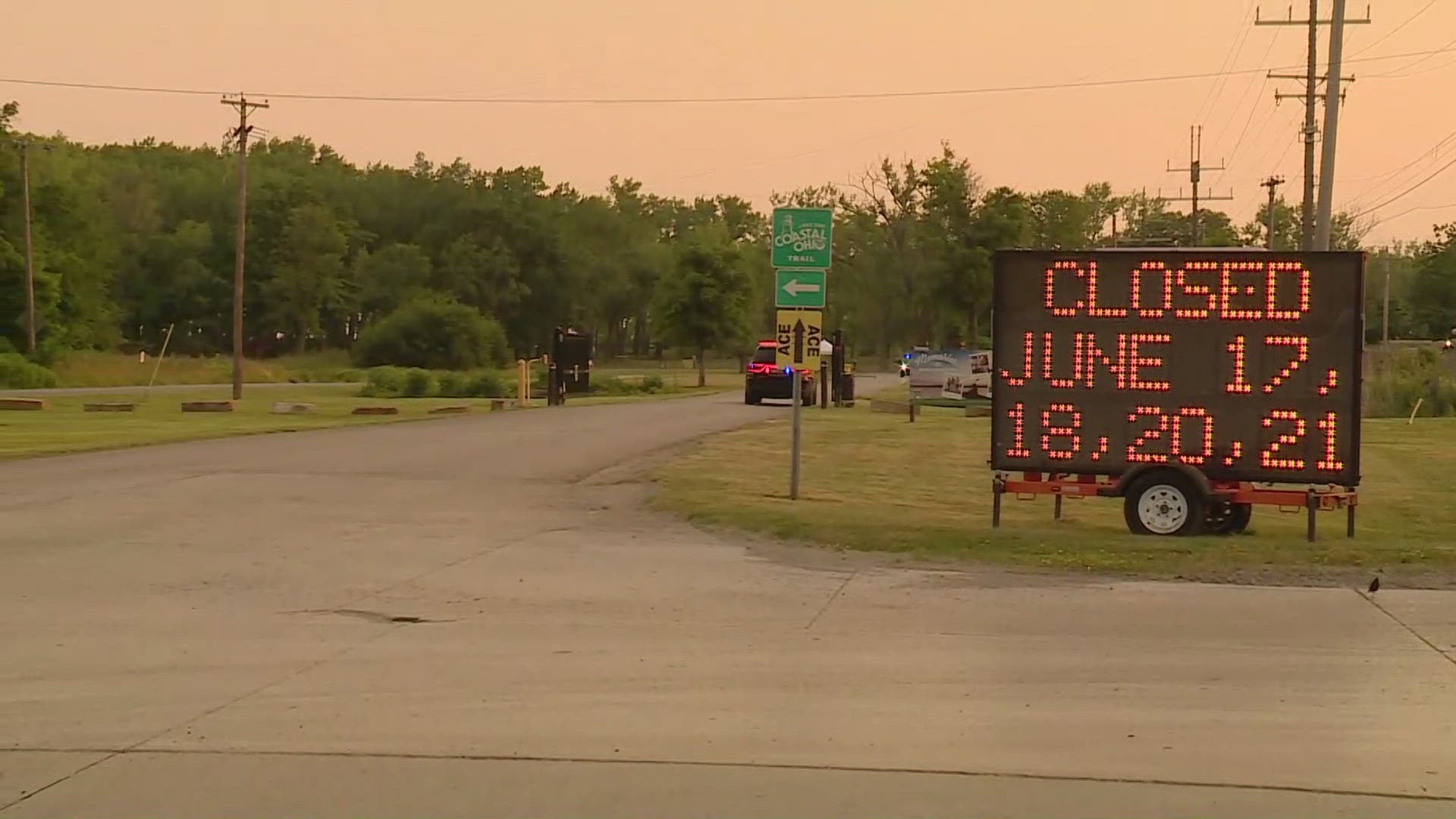 The closure comes as a movie crew has set up their production on Mentor Headlands beach.