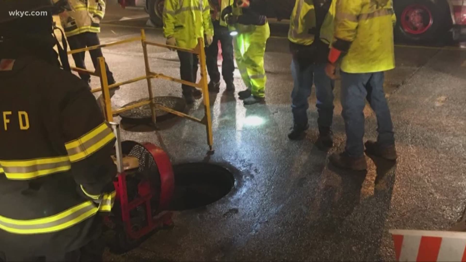 What started fires that blew off manhole covers in Cleveland