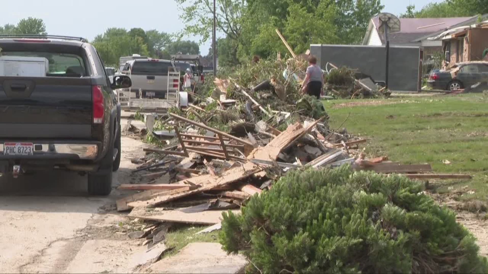 In Celina, Ohio, one man was killed when a parked car was blown into his house, Mayor Jeffrey Hazel said Tuesday. "There's areas that truly look like a war zone," he said.