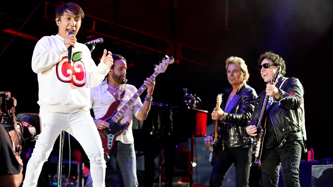 Arnel Pineda of Journey performs during a concert Saturday Aug. 6