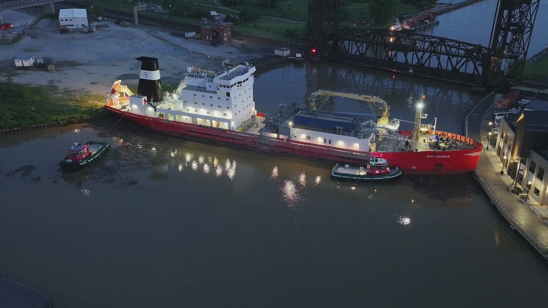 The Coast Guard said the 406-foot vessel was carrying approximately 3,500 tons of concrete when it grounded shortly before 1 a.m.