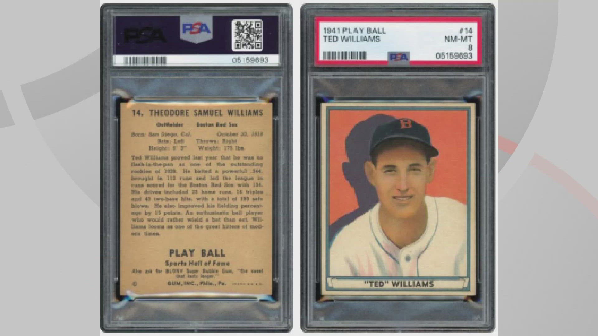 Officials noted that a 1909 Ramly Walter Johnson card and a 1941 Ted Williams card remain missing.