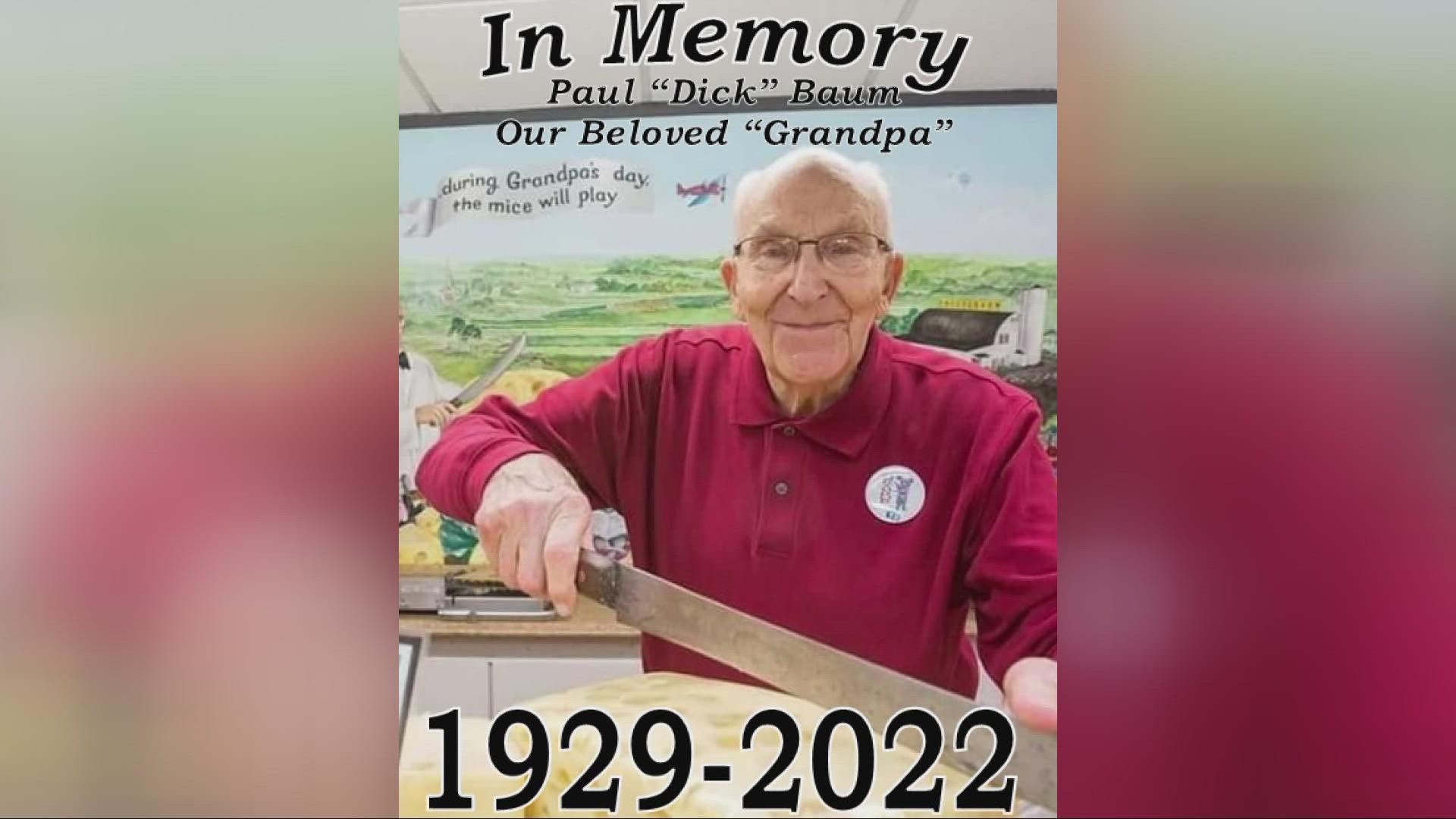 The beloved business posted on Facebook saying "Grandpa" Baum passed away just four days after celebrating 73 years of marriage with his wife.