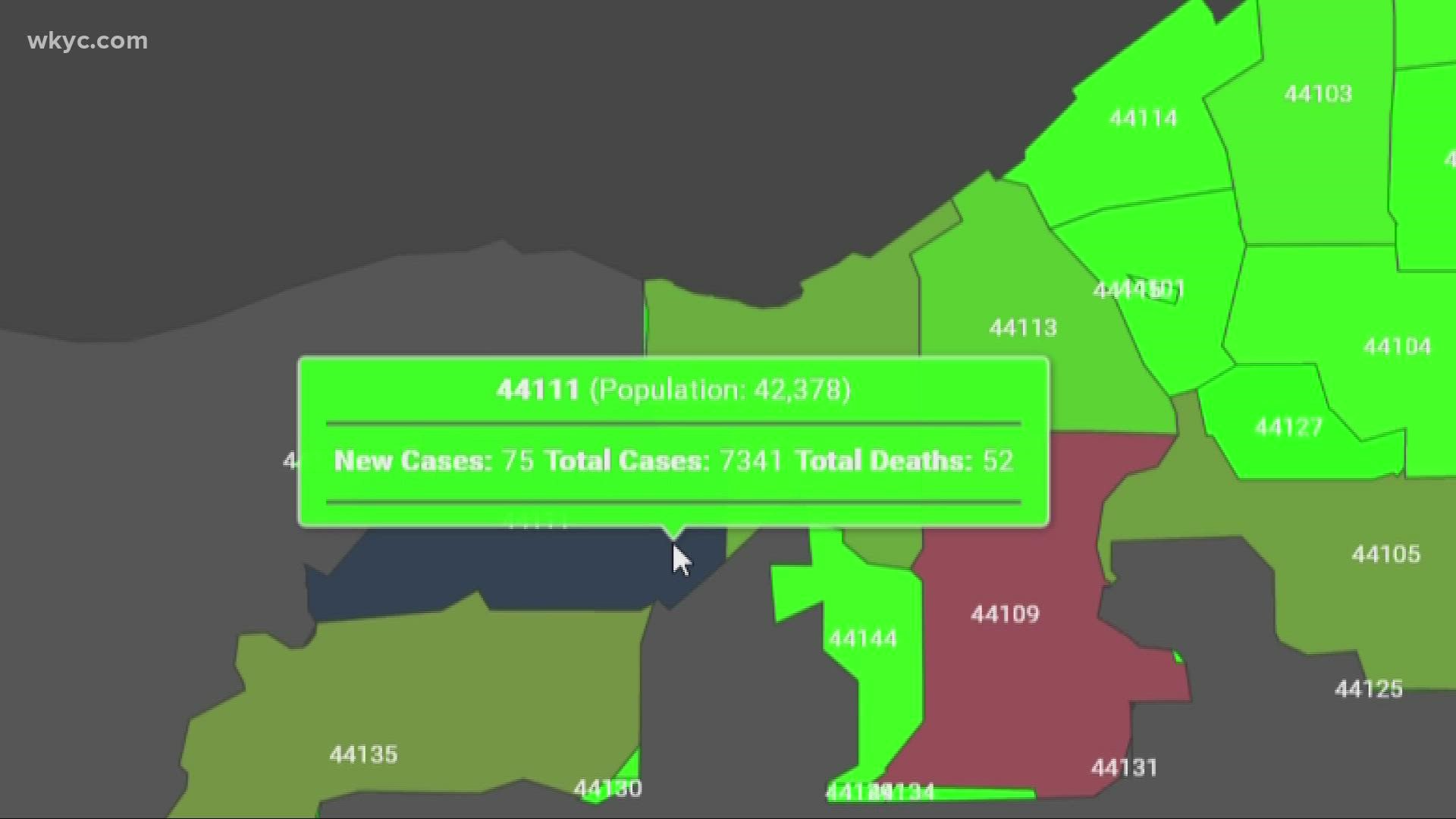 The public dashboard is hyper focused on the city of Cleveland and breaks down data by zip code, age, ethnicity, and other categories.