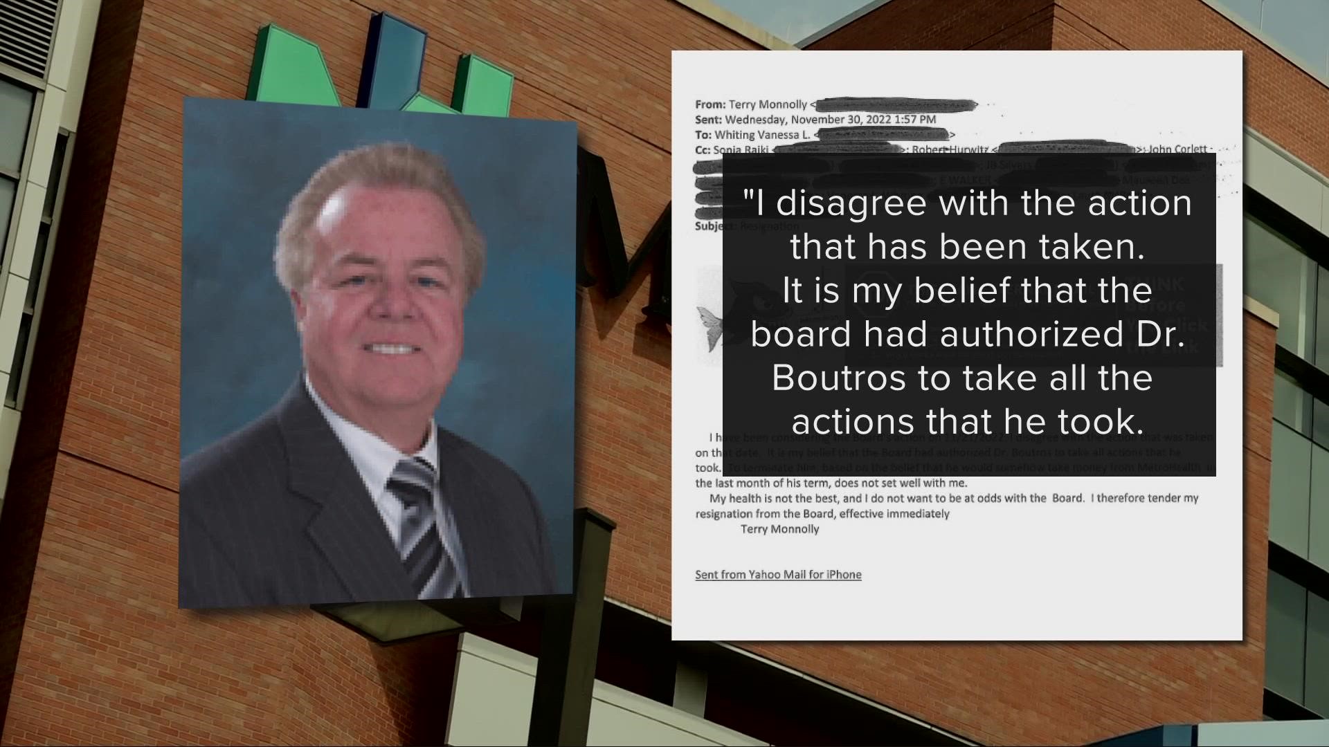 Terry Monnolly had been on the MetroHealth Board of Trustees for 17 years and his term was scheduled to run until 2028.