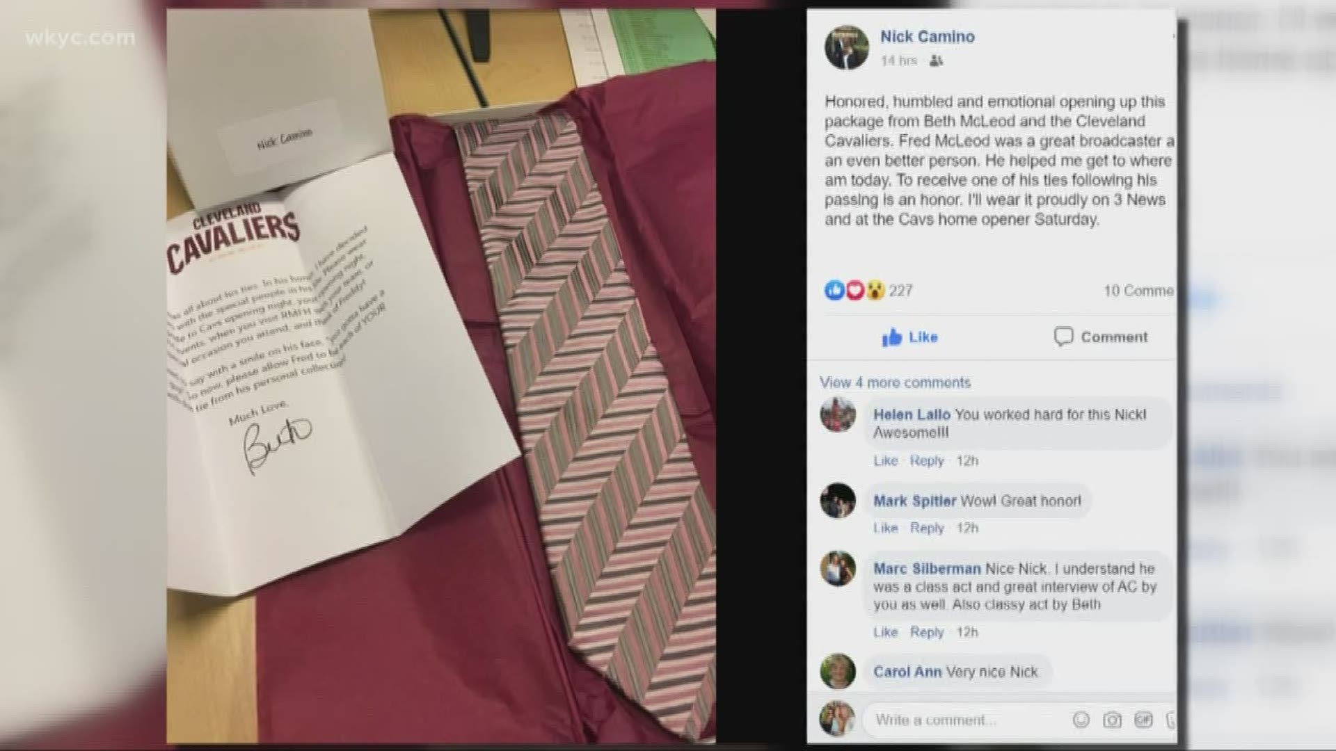 Each tie, sent wrapped in a special box, includes a message asking those receiving one to wear it to the Cavs' home opener on Oct. 26 against the Indiana Pacers.
