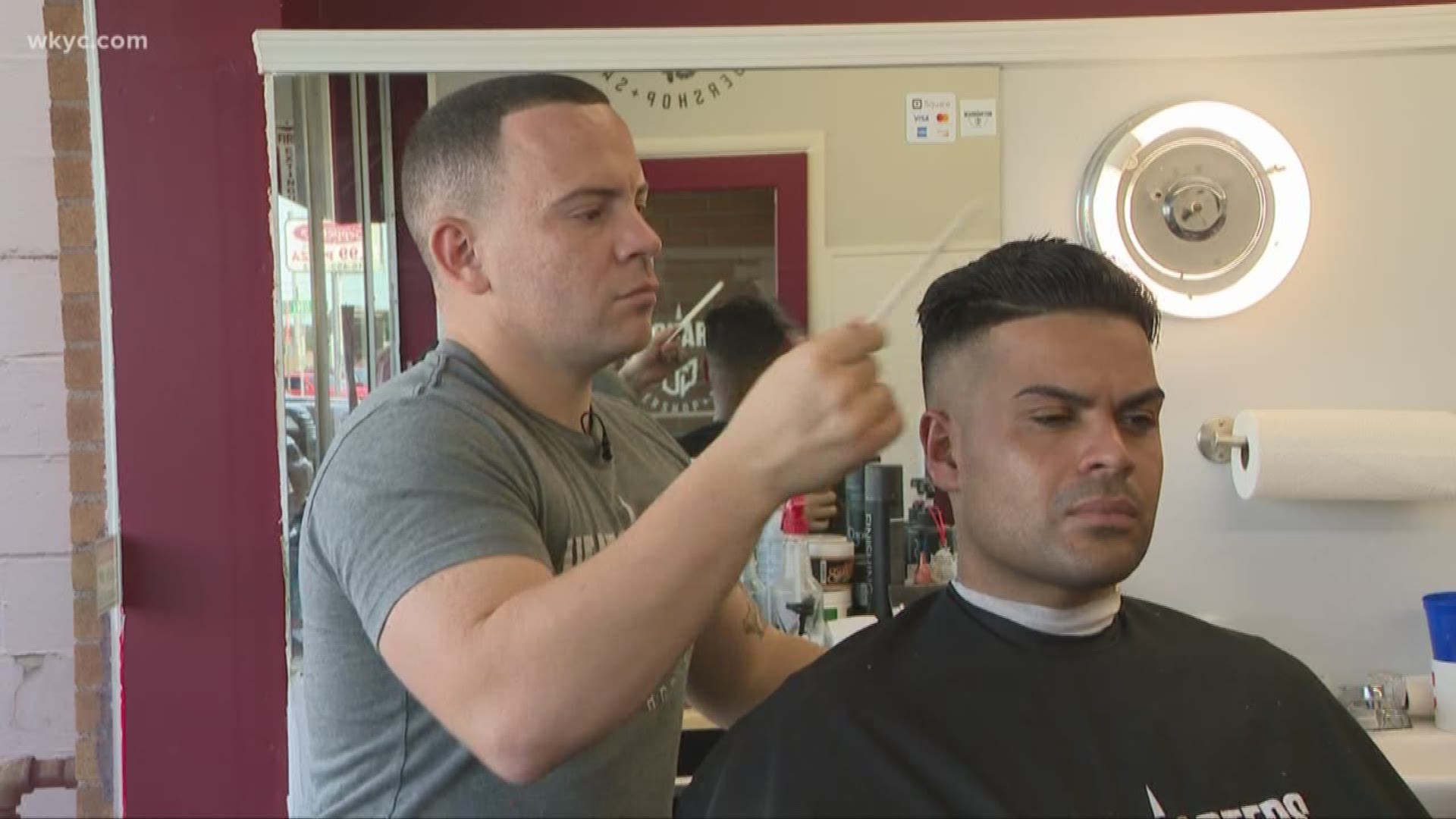 WKYC's Lindsay Buckingham reports on a local barber who doubles as a Cleveland police officer.