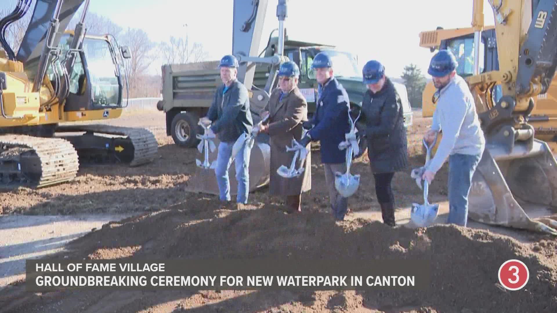 Construction is expected to take two years on the new waterpark, which is part of Phase II for the Hall of Fame Village in Canton.