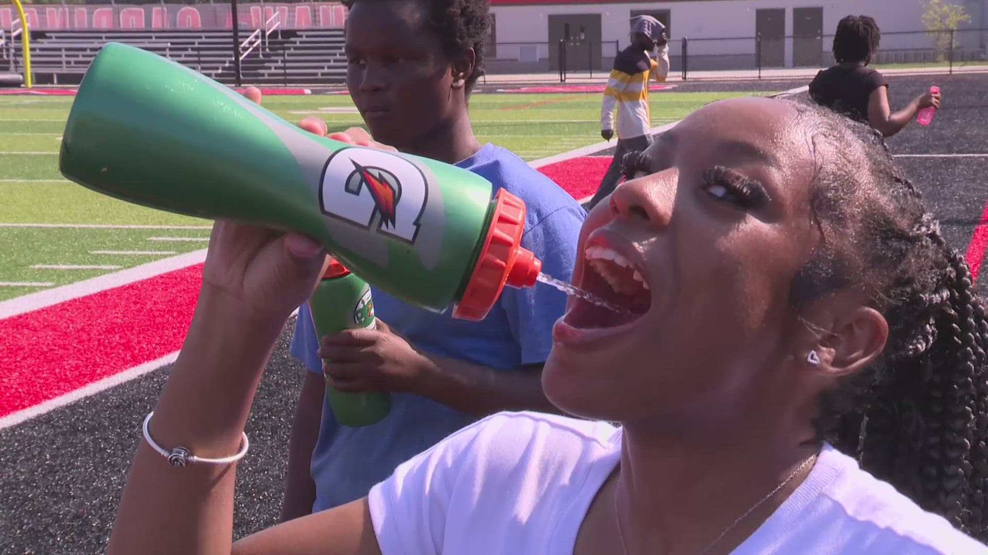 At Shaw High School in East Cleveland on Monday, the temperature of the artificial turf was a whopping 136 degrees. It's only expected to get hotter on Tuesday.