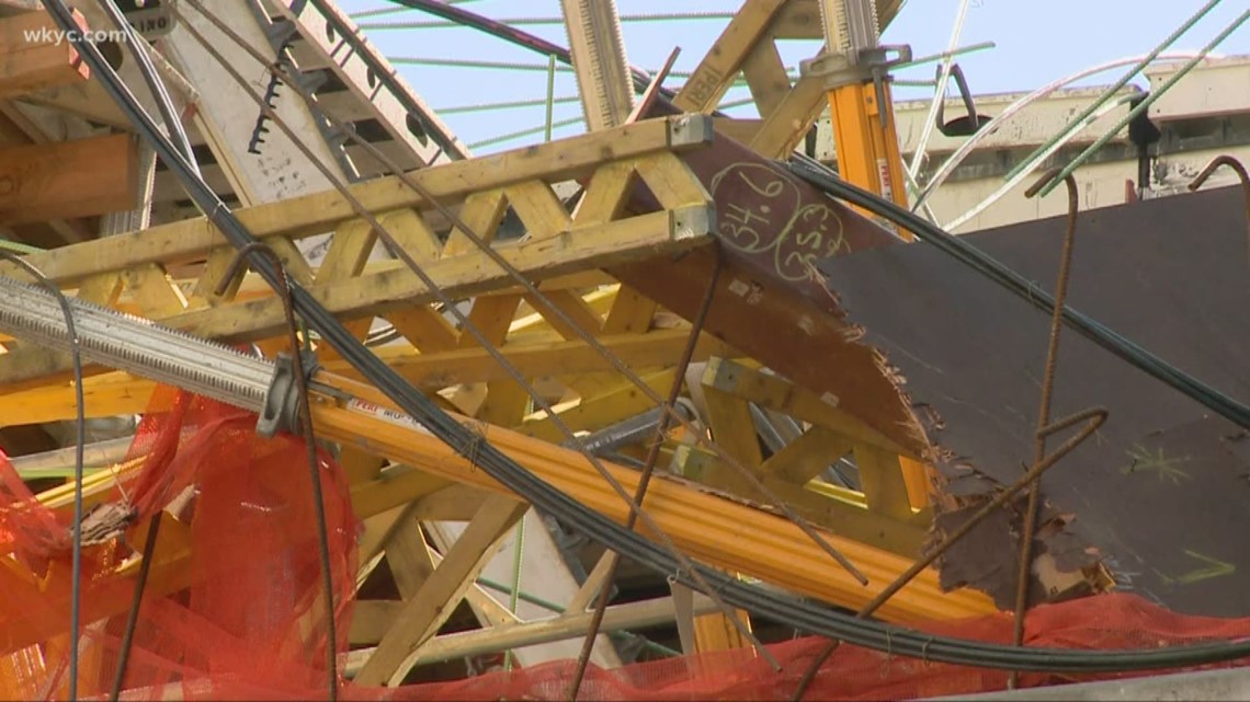Crane causes partial parking garage collapse in Cleveland's Playhouse