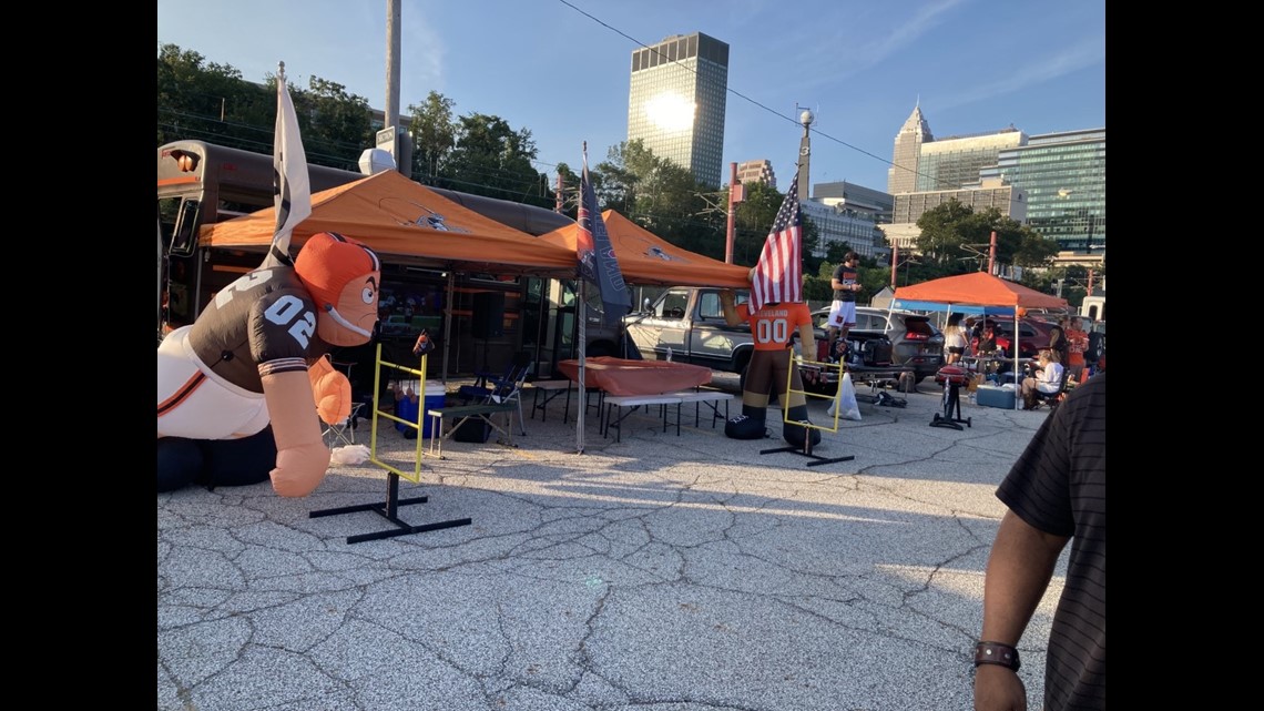 Cleveland Browns football fans fill the Municipal (Muni) Lot for