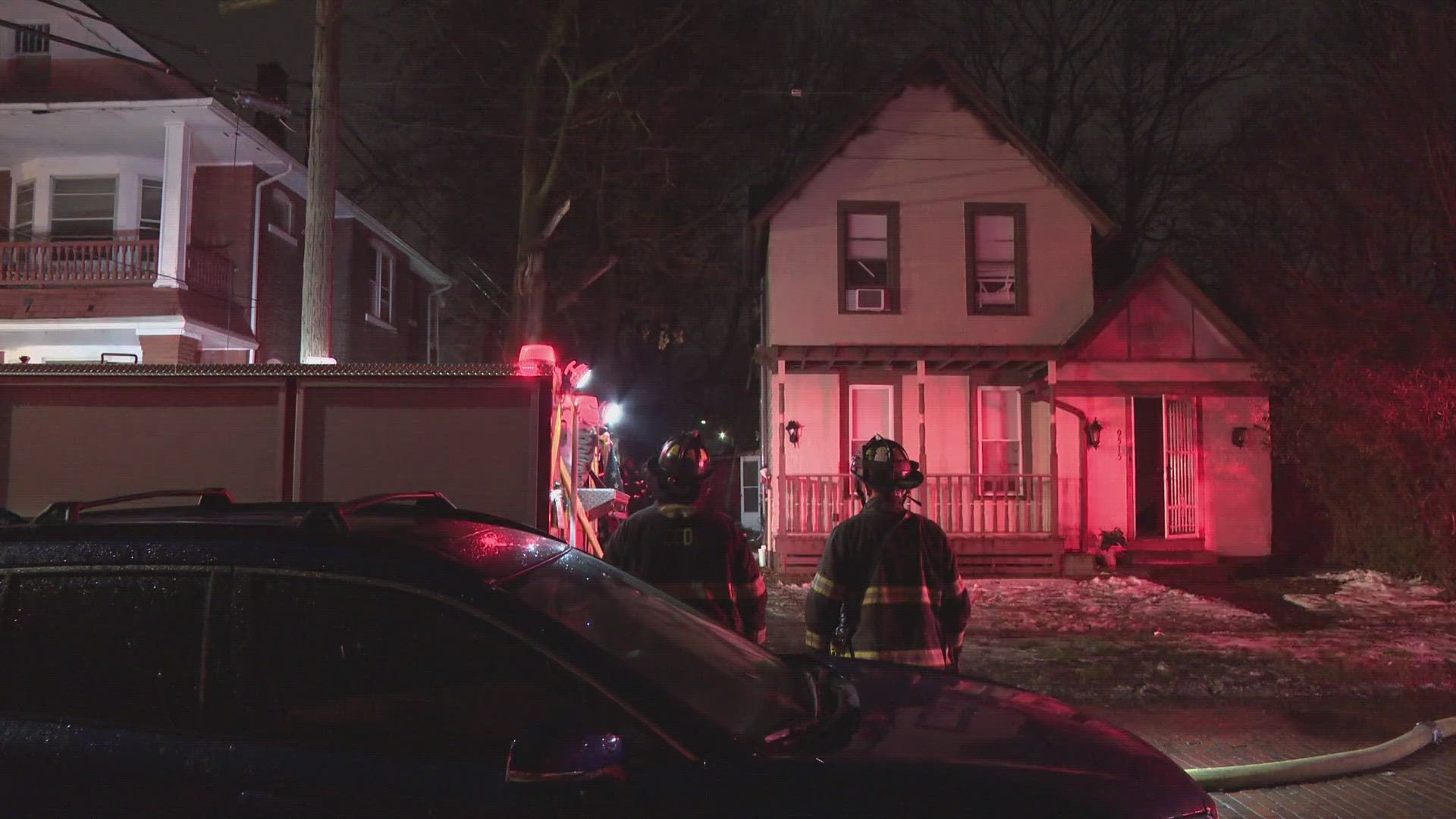 Cleveland firefighters responded to the scene of an overnight house fire on the city’s west side in the 9500 block of Larnder Avenue.