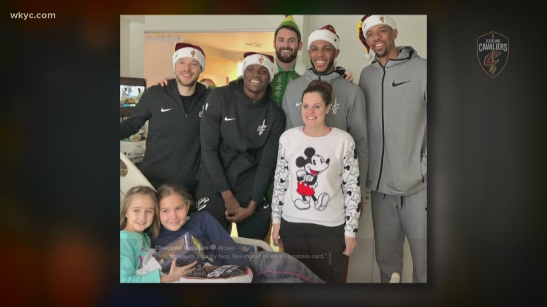 Kevin Love dresses as 'Buddy The Elf' as he and Cavaliers visit Cleveland Clinic Children's