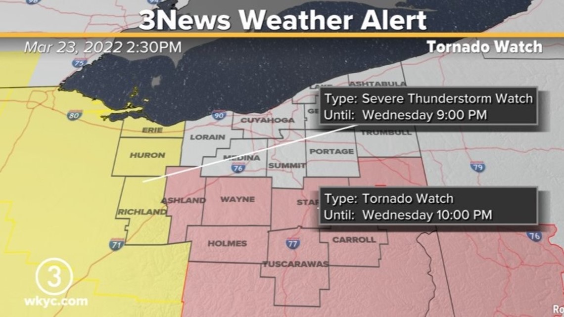 Severe weather watches in place for several NE Ohio counties