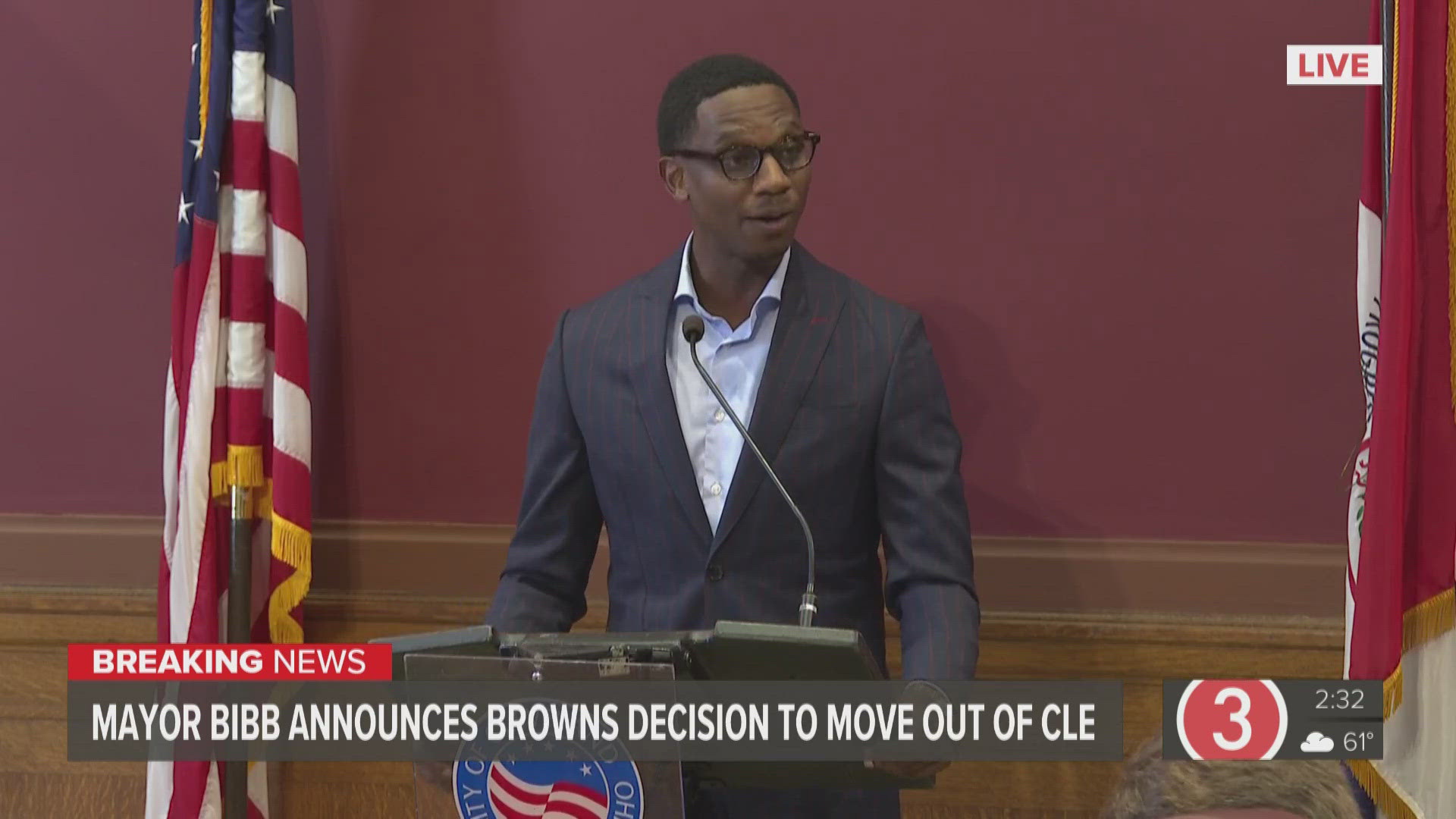 Bibb claimed a study commissioned by the city estimates the Browns' move to Brook Park will result in more than $30 million in lost economic impact for Cleveland.