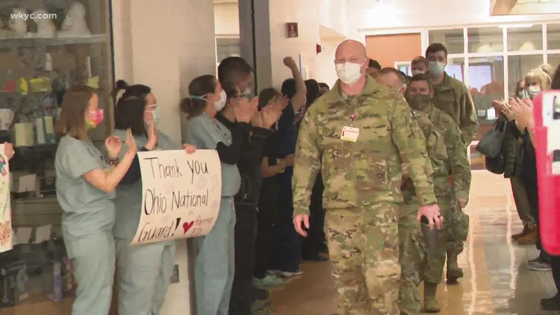 Cheers and applause rang out Thursday afternoon at UH Parma Medical Center. Caregivers showed appreciation for the help they received from the Ohio National Guard.