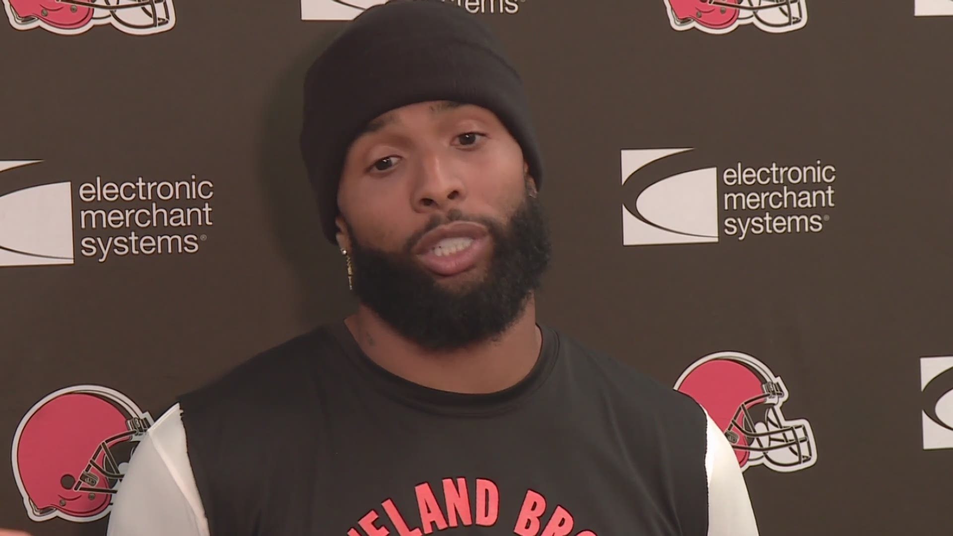Odell Beckham Jr. says he's not bothered by only catching two passes in Cleveland's 40-25 win over the Ravens. "I just want to get back to the playoffs," he said.