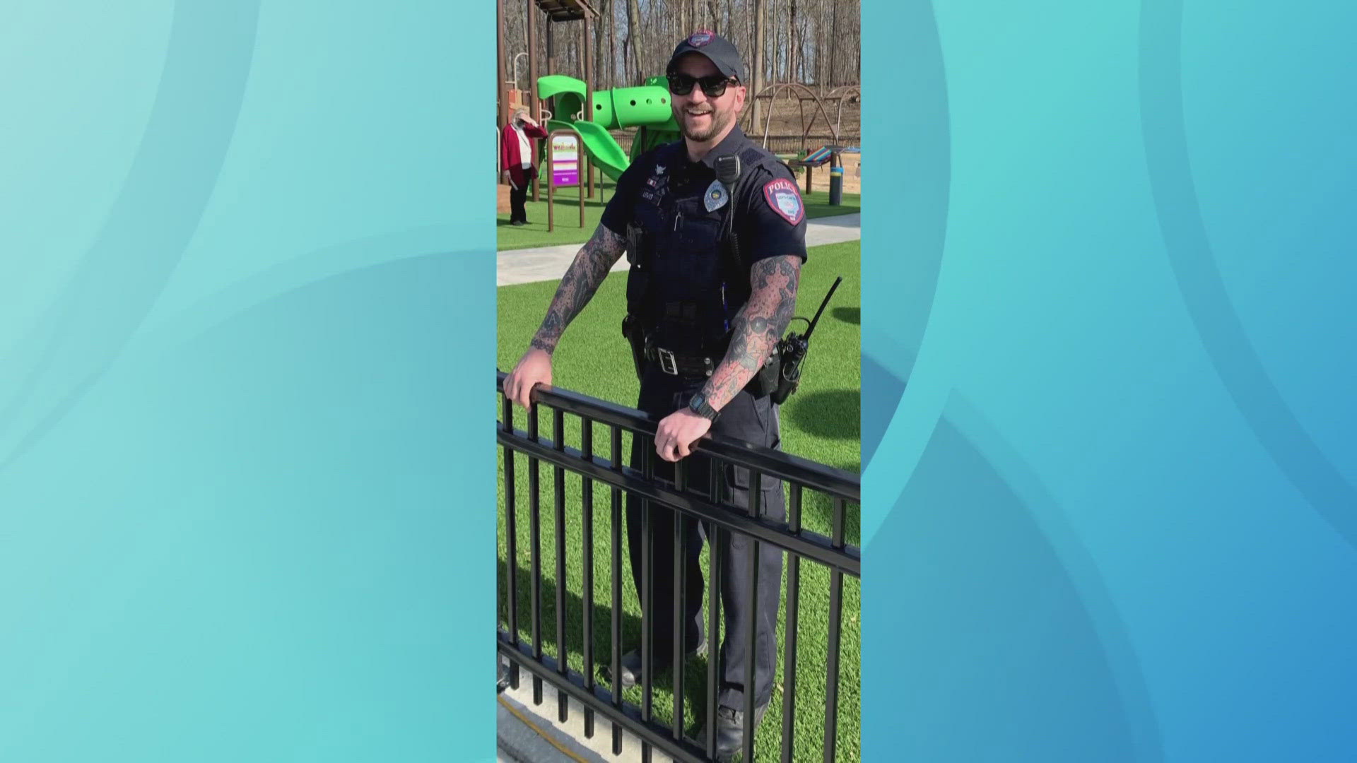 Officer Patrick Lewis was struck in the right arm during an exchange of gunfire with fugitive James Vanest at a Stark County hotel on Monday.