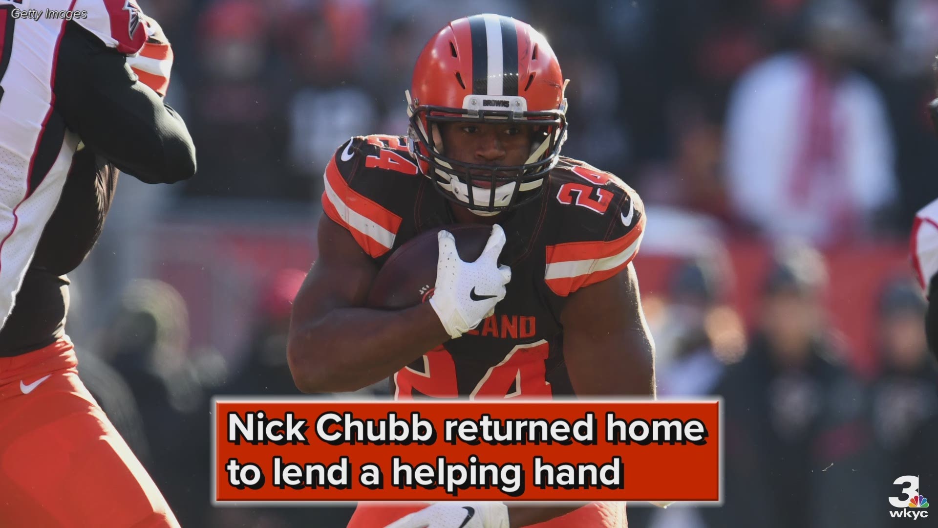 Cleveland Browns running back Nick Chubb returned to Atlanta, Georgia to help fight youth homelessness.