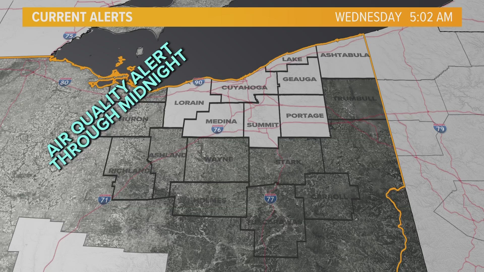 Be careful out there! An Air Quality Alert is impacting multiple counties throughout Northeast Ohio.