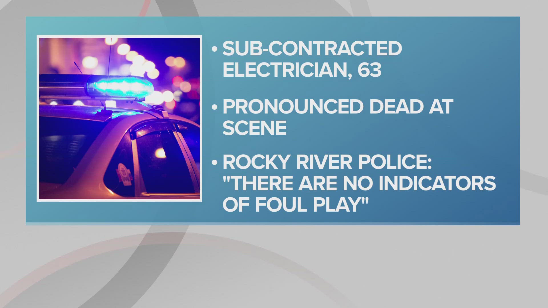 'At this time, there are no indicators of foul play,' according to Rocky River police.