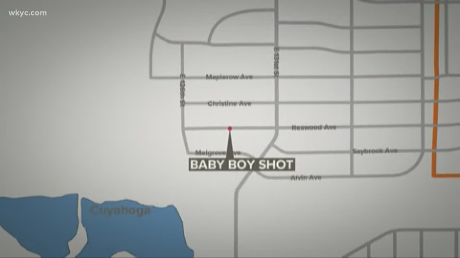 The child was shot around 6:20 p.m. inside a home on the 14200 block of Rexwood Ave.