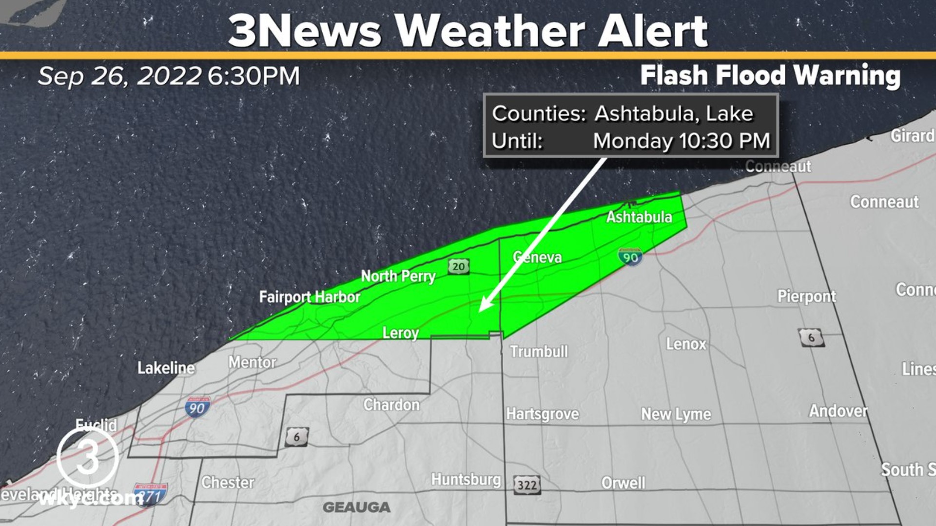Flash Flood Warning in effect for Lake, Ashtabula counties