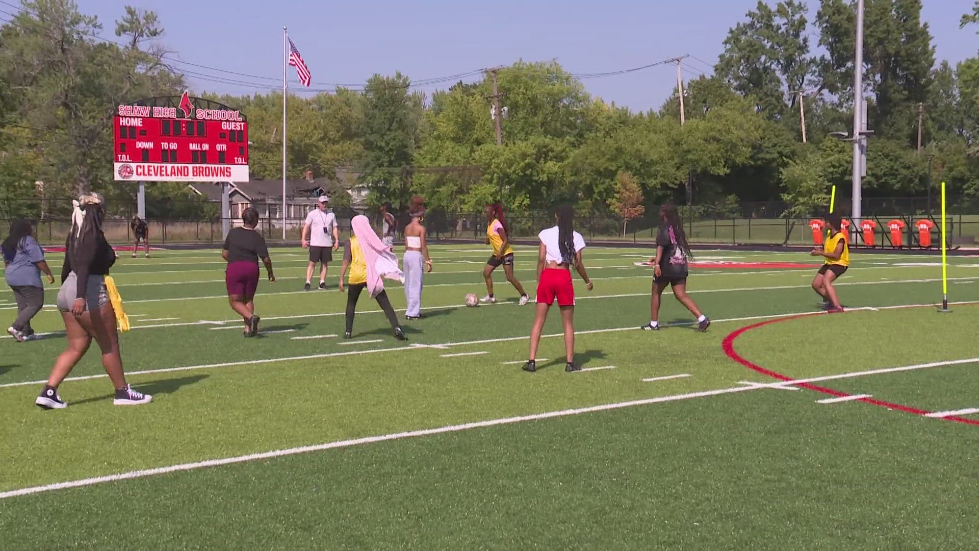 At Shaw High School in East Cleveland on Monday, the temperature of the artificial turf was a whopping 136 degrees. It's only expected to get hotter on Tuesday.