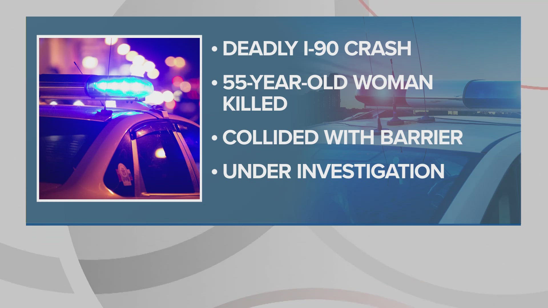 A woman was killed after her car veered into a traffic barrier on I-90 in Cleveland overnight Sunday, police said.
