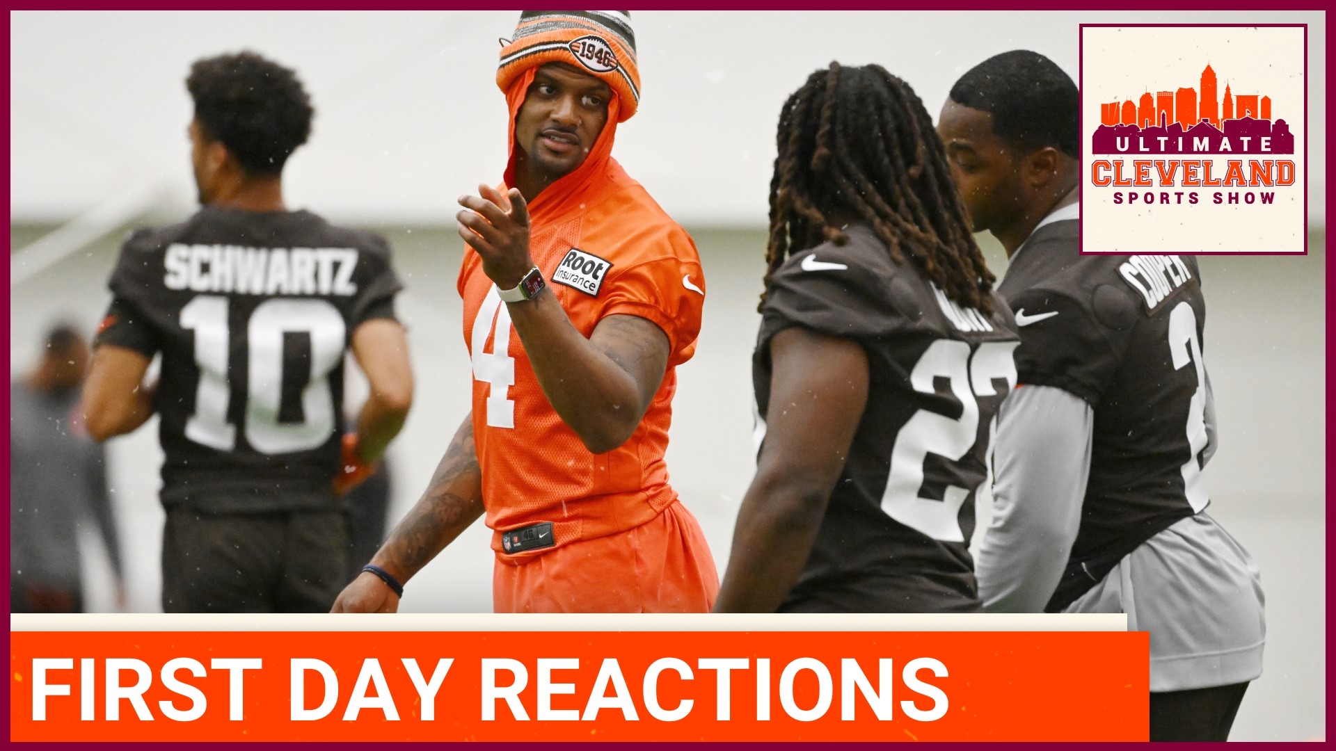 Day 1 of training camp for the Cleveland Browns is officially in the books and Deshaun Watson practiced with his teammates while awaiting a potential punishment.