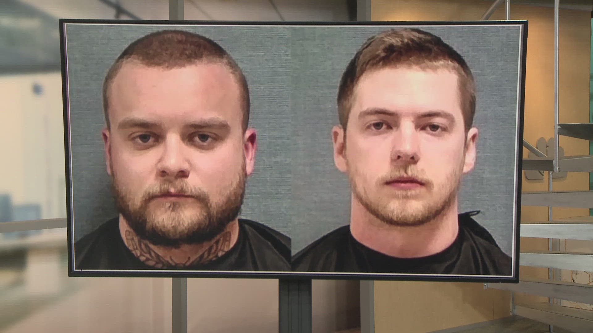 Officers Camden Burch and Beau Schoenegge are currently being held in the Stark County Jail. 