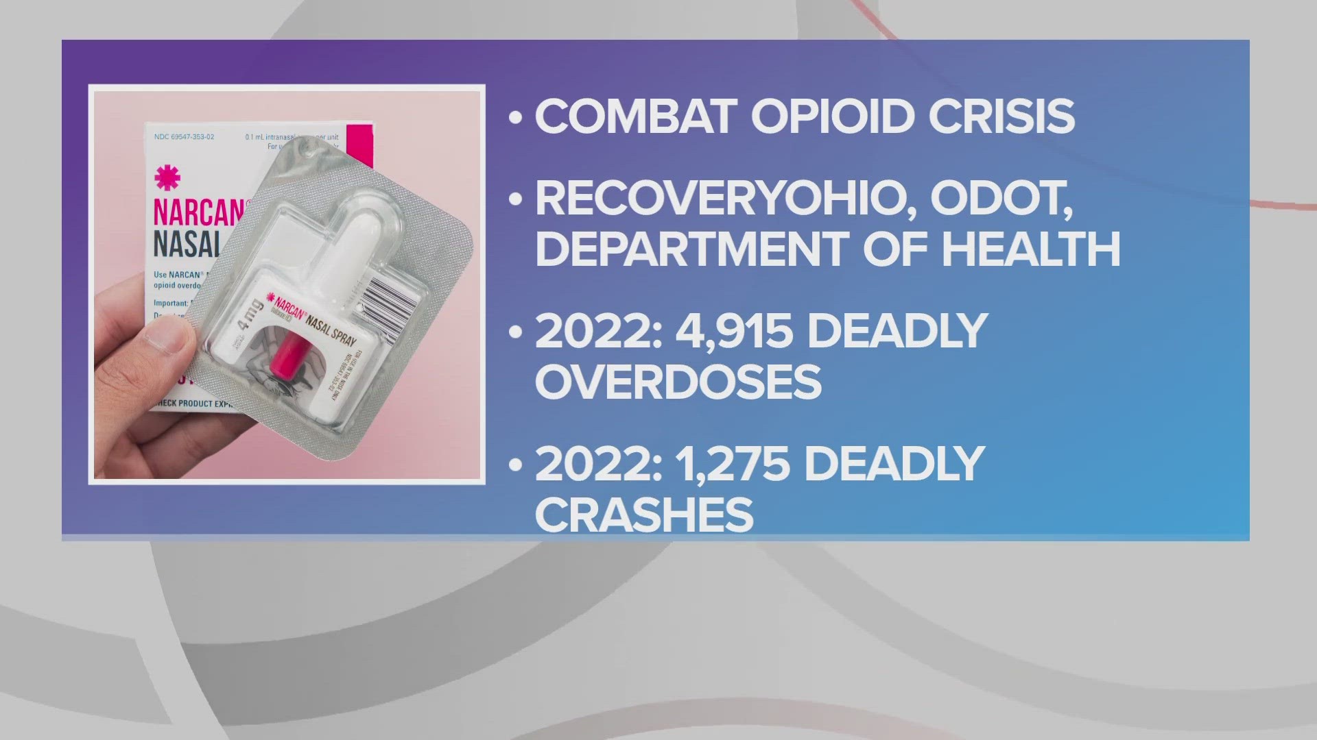 The state saw 4,915 deaths related to unintentional drug overdoses last year, according to the Ohio Department of Health.