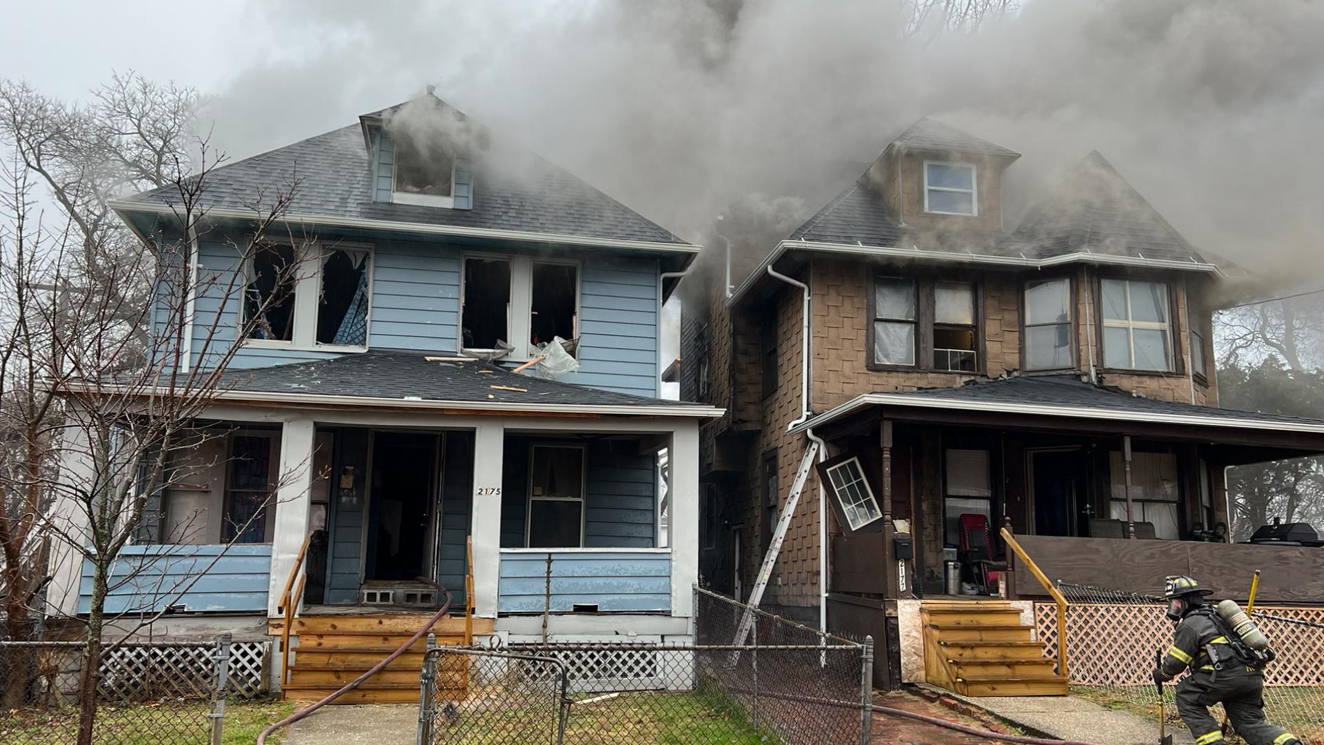Firefighters battling blaze at 2 homes on East 68th Street in Cleveland ...